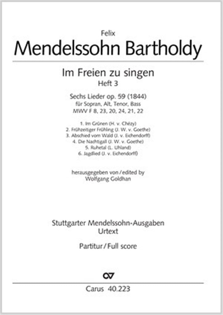 Mendelssohn: Im Freien zu singen [Heft 3]